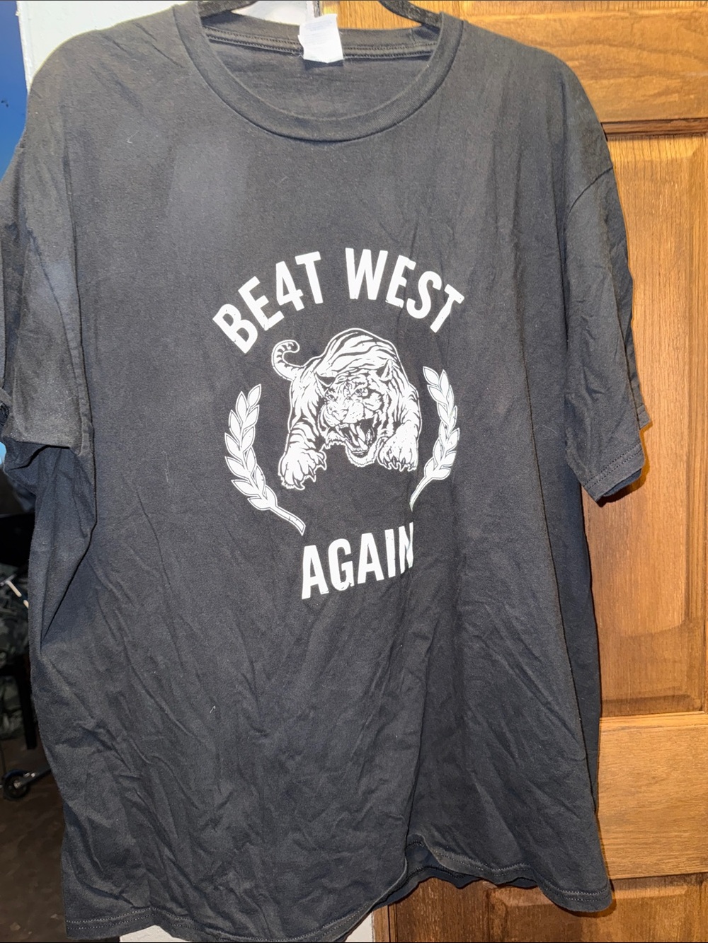 Port and Company Black Tee with White Tiger Graphic